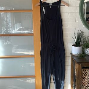 Bobi Black Cotton Lounge Jumpsuit